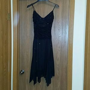 Black sequin spaghetti strap dress